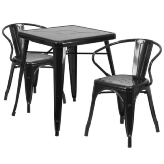 CHAIR & TABLE SET, OUTDOOR Flash Furniture Model No. CH‐31330‐2‐70‐BK‐GG